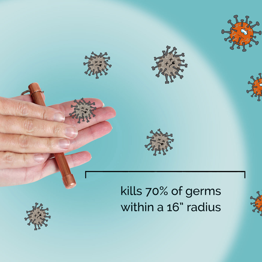 Hand holding StayWell Roller showing the invisible power of copper.