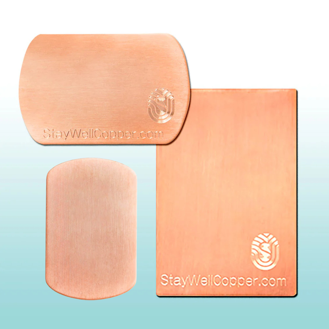 antimicrobial StayWell Copper Phone Patches come in 3 sizes