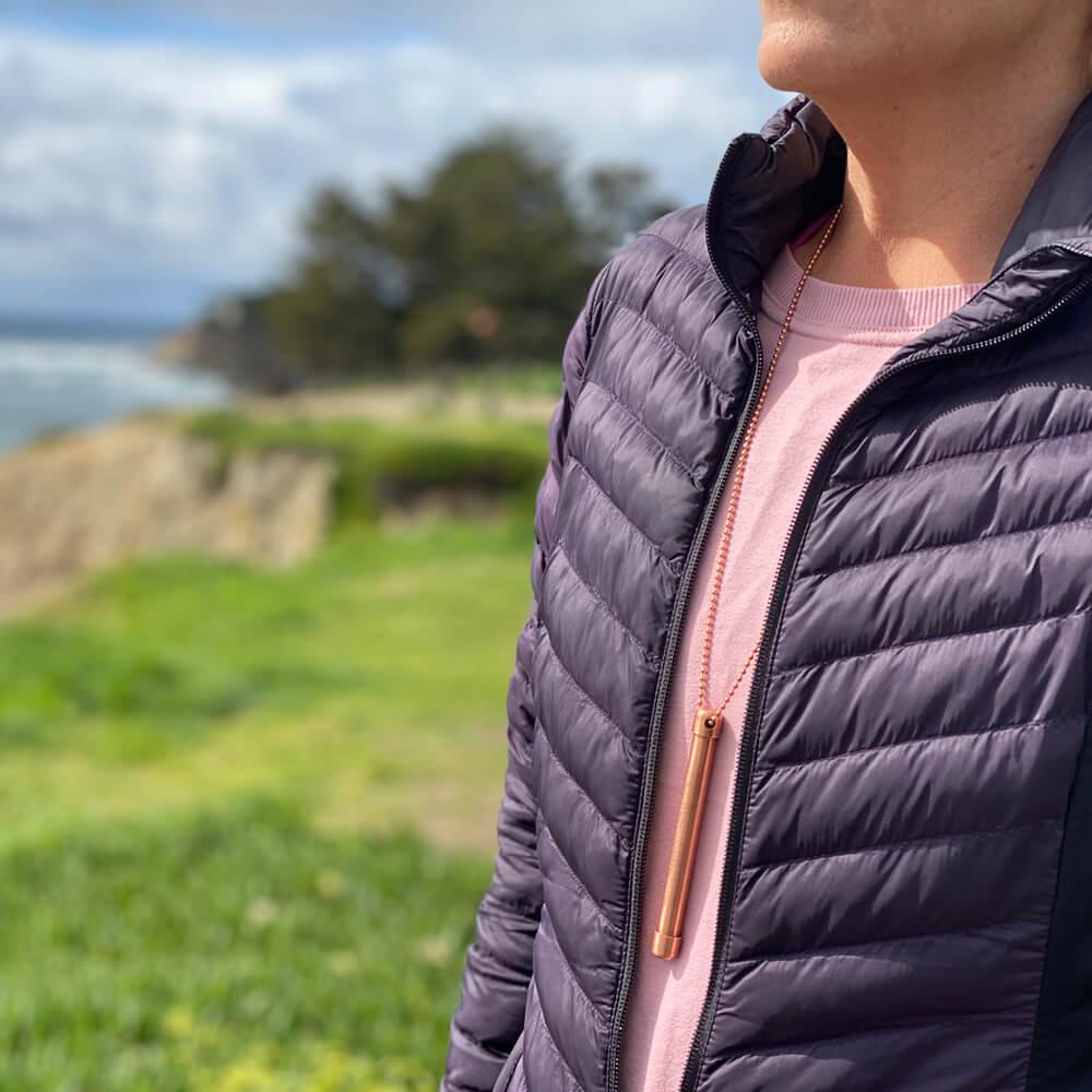 Halo Necklace on 30" beaded copper chain